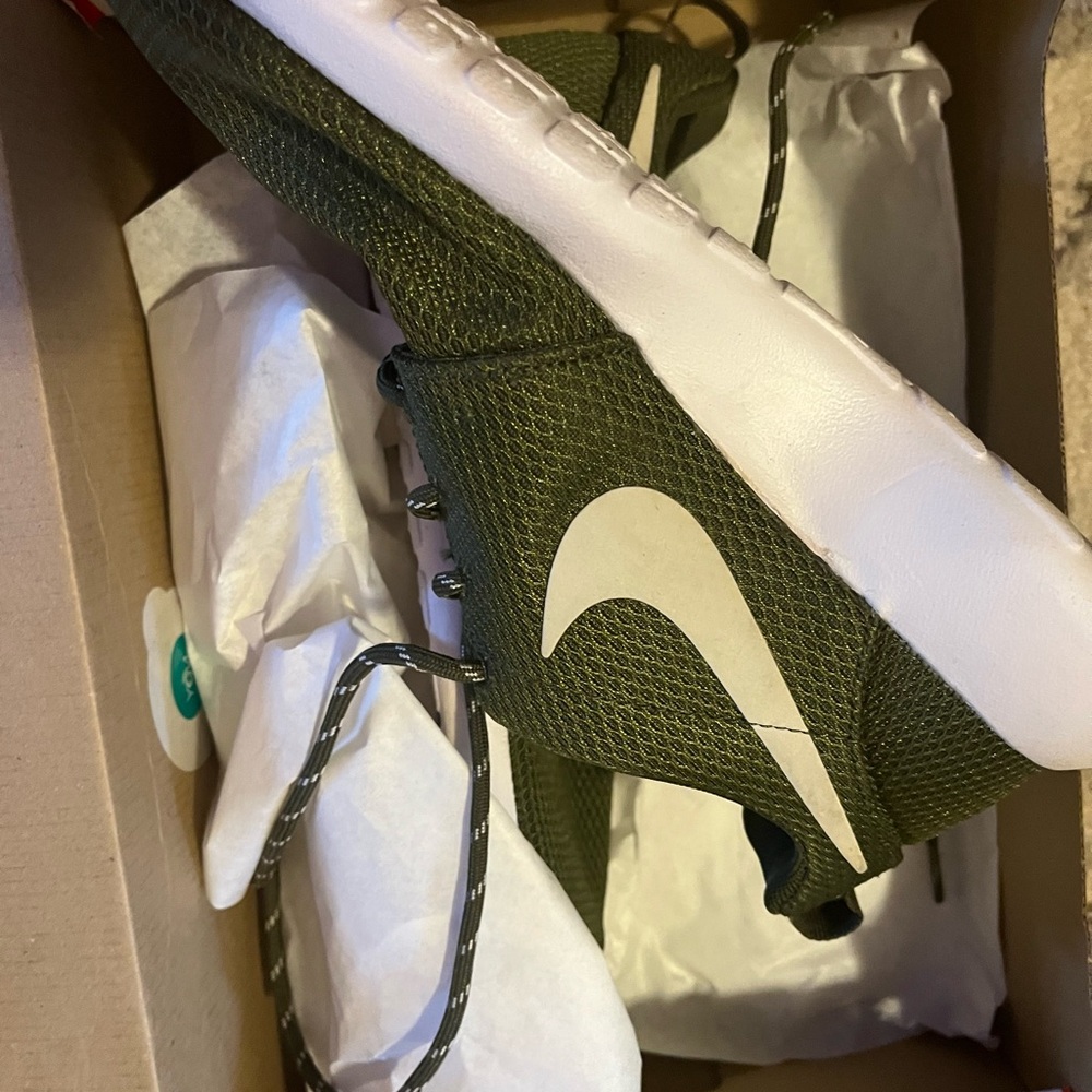 Nike Olive Green and White Sneakers